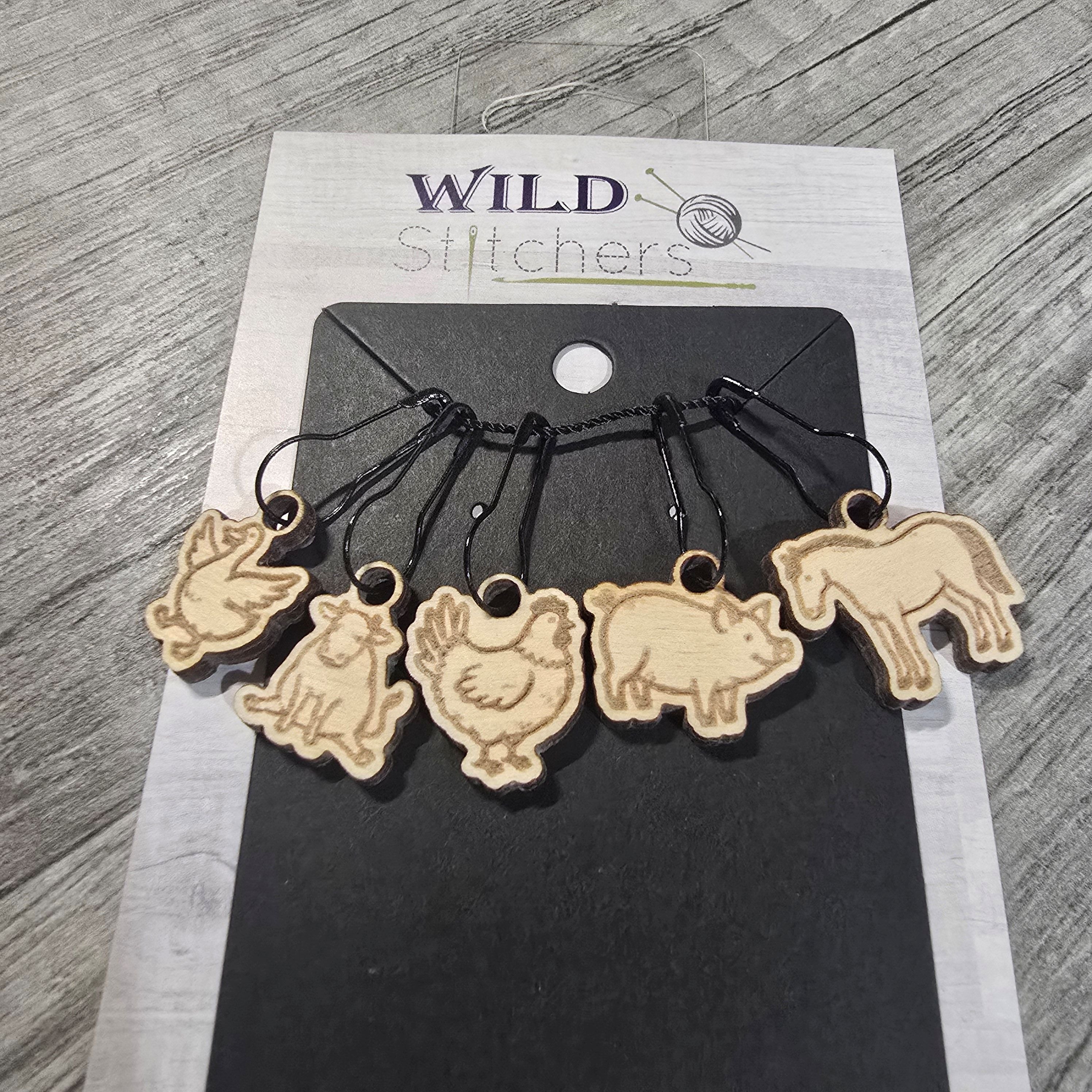 Stitch Marker Sets - Wood and Acrylic for knit or crochet