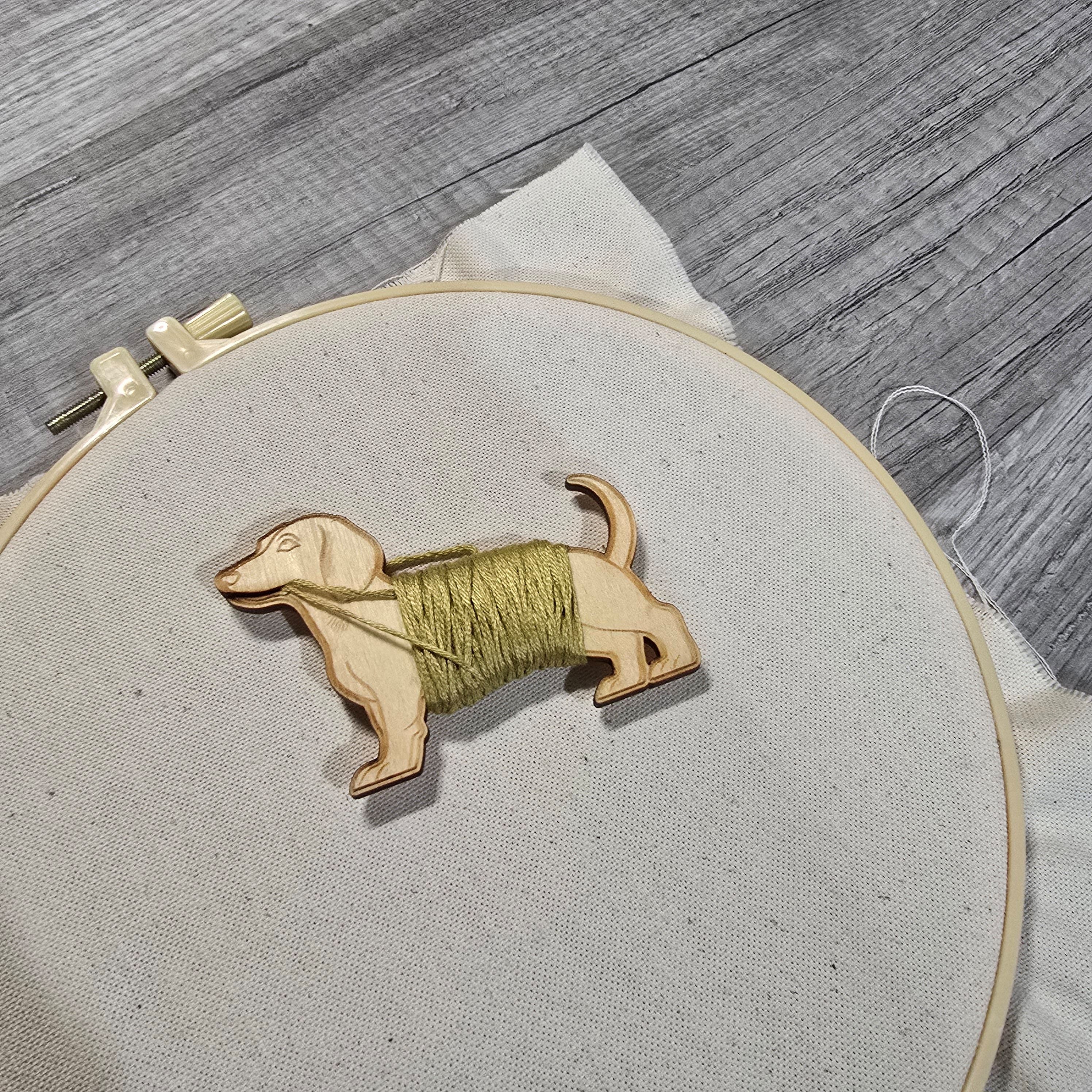 Handmade Baltic Birch thread bobbin wrapped with embroidery floss